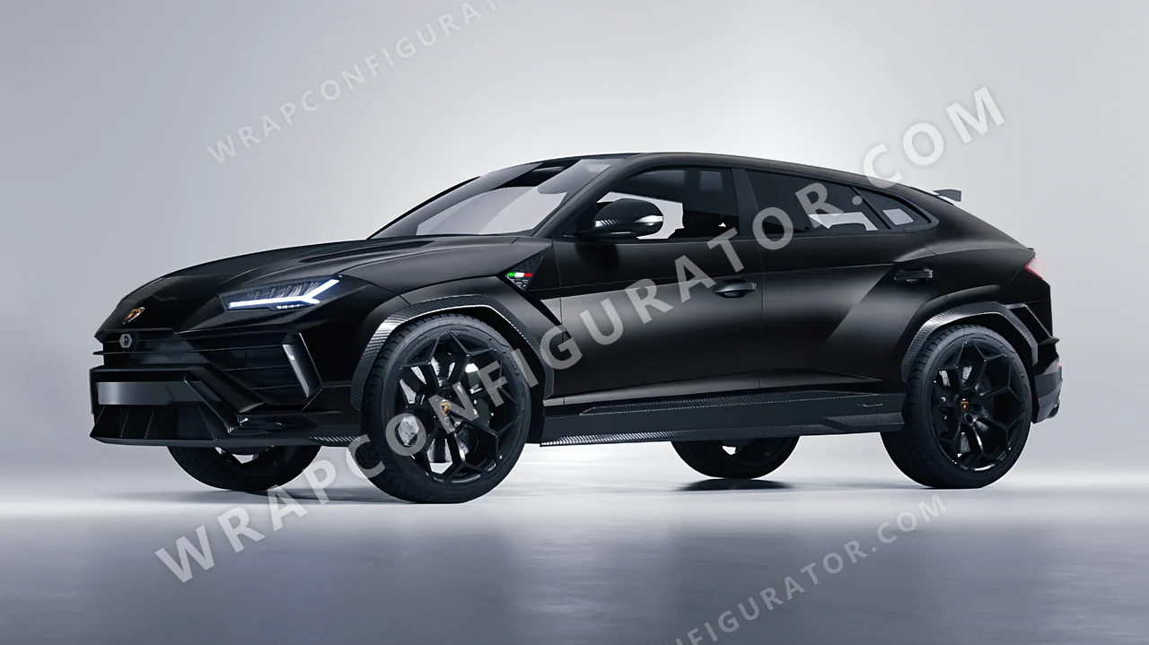 Black Lamborghini Urus Performante 2024 wrapped in 3M Satin Black S12