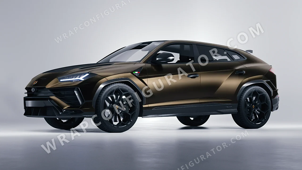 Black Lamborghini Urus Performante 2024 wrapped in 3M Satin Gold Dust Black SP242