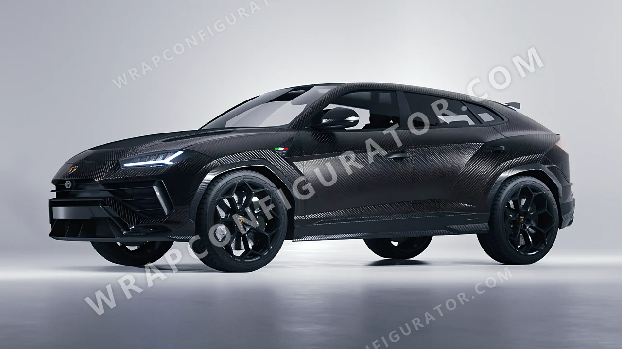 Black Lamborghini Urus Performante 2024 wrapped in Avery Dennison Carbon Fiber Black SW900-194-X
