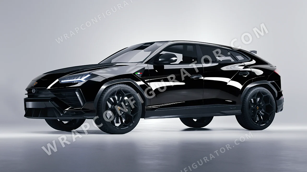 Black Lamborghini Urus Performante 2024 wrapped in KPMF Black K88021