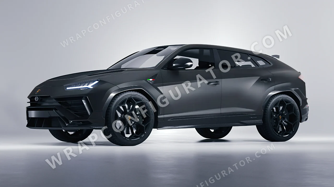 Black Lamborghini Urus Performante 2024 wrapped in KPMF Matt Magnetic Black K75551