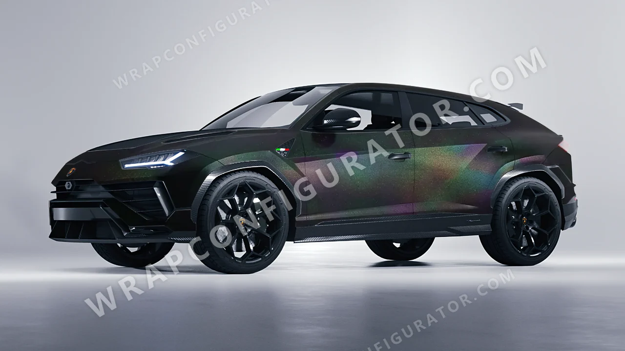 Black Lamborghini Urus Performante 2024 wrapped in KPMF Matt Morpheus Black Starlight K75571