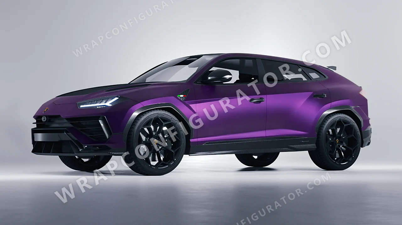 Black Lamborghini Urus Performante 2024 wrapped in KPMF Matt Purple Black Iridescent K75565