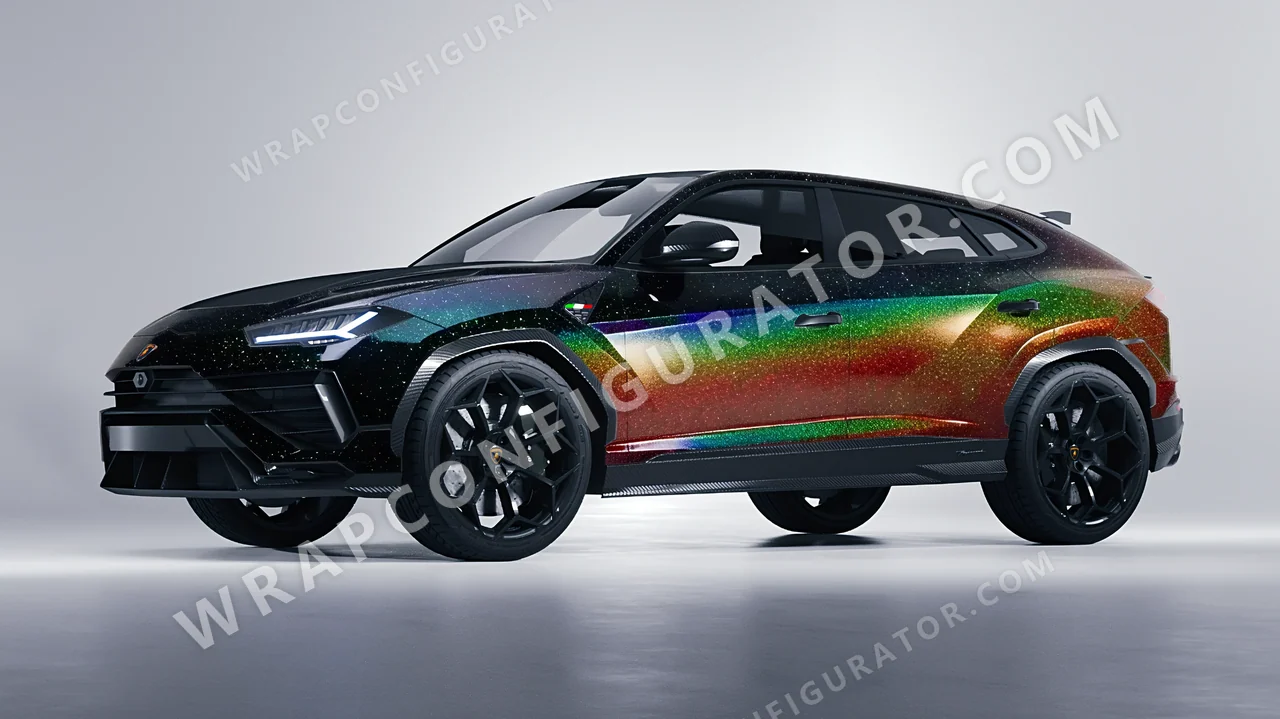 Black Lamborghini Urus Performante 2024 wrapped in KPMF Morpheus Black Starlight K75470