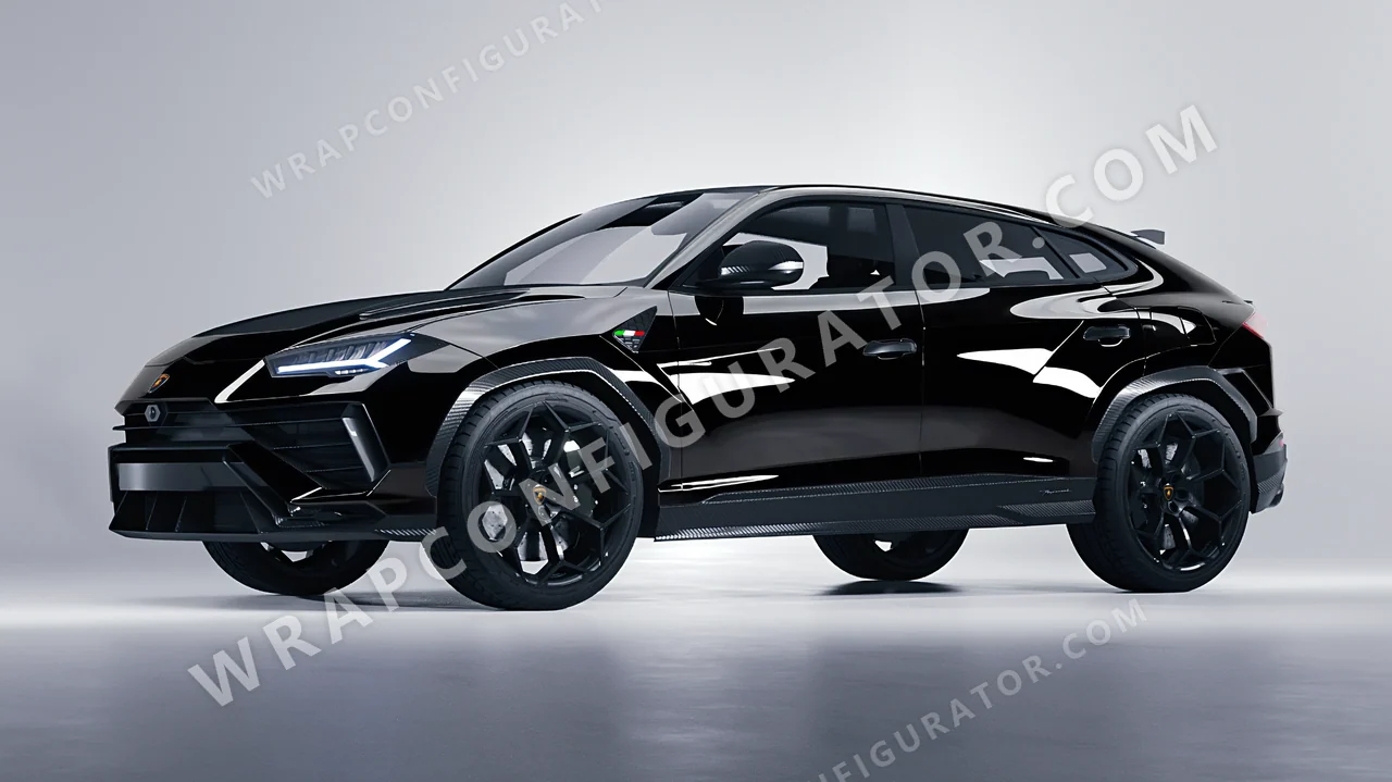 Black Lamborghini Urus Performante 2024 wrapped in KPMF Perfect Black K75443