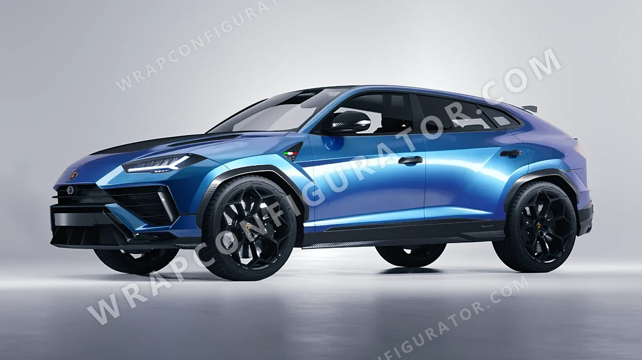Black Lamborghini Urus Performante 2024 wrapped in ORACAL Jetstream Blue 970RA-963G