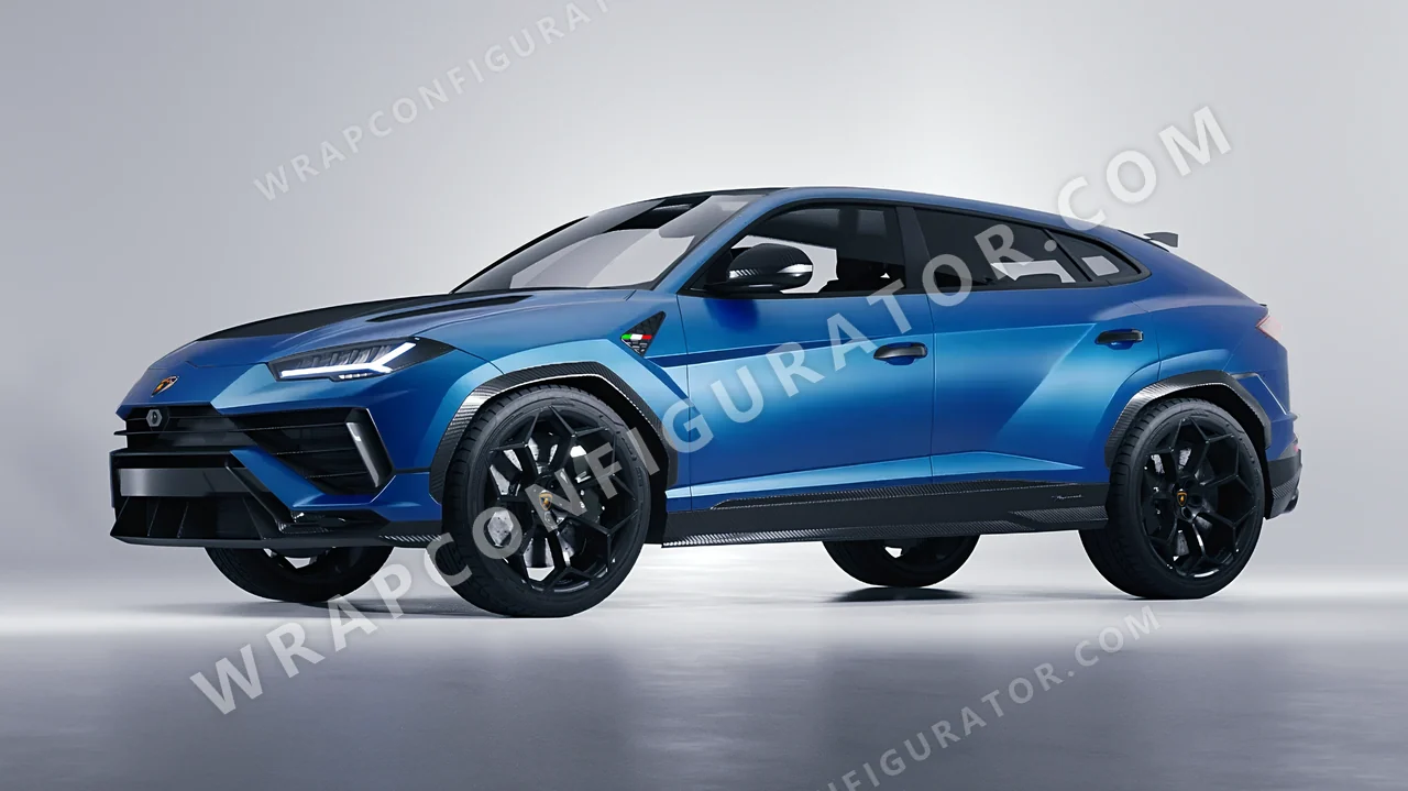 Blue Lamborghini Urus Performante 2024 wrapped in 3M Satin Perfect Blue S347