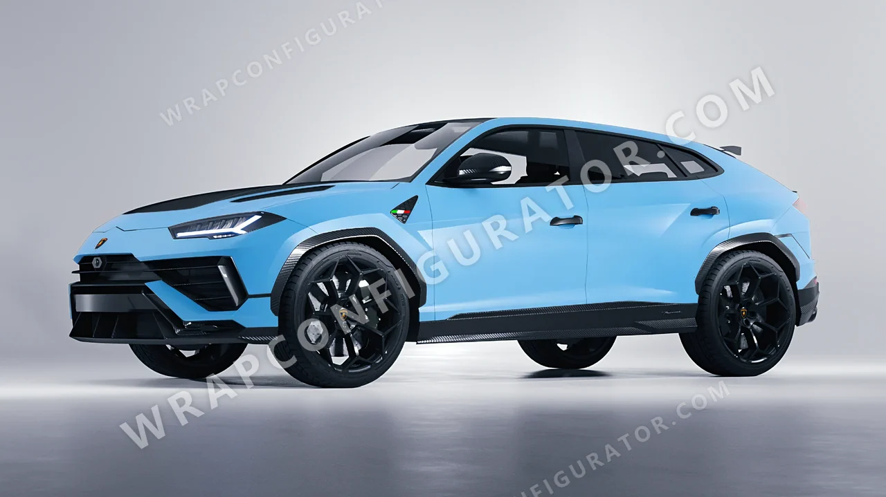 Blue Lamborghini Urus Performante 2024 wrapped in KPMF Matt Palladian Blue K75517