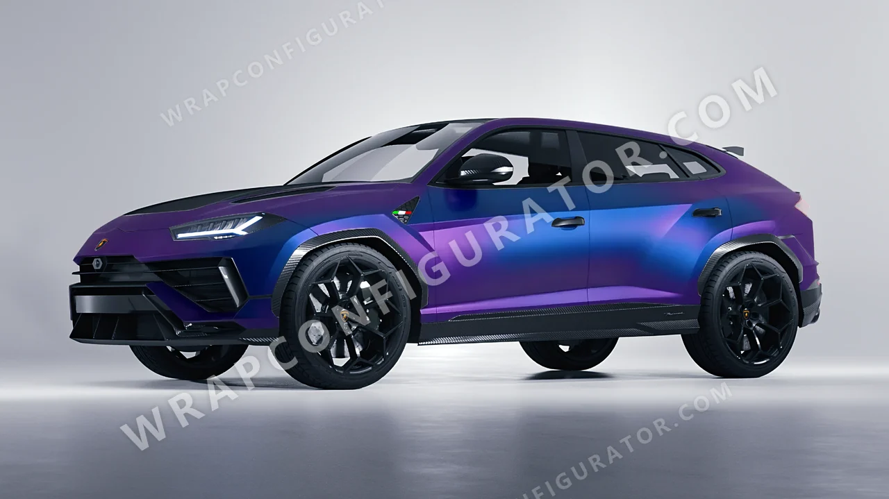 Blue Lamborghini Urus Performante 2024 wrapped in KPMF Matt Purple Blue Iridescent K75566