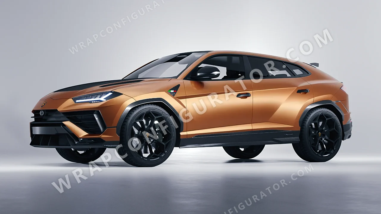 Brown Lamborghini Urus Performante 2024 wrapped in 3M Satin Caramel Luster SP59