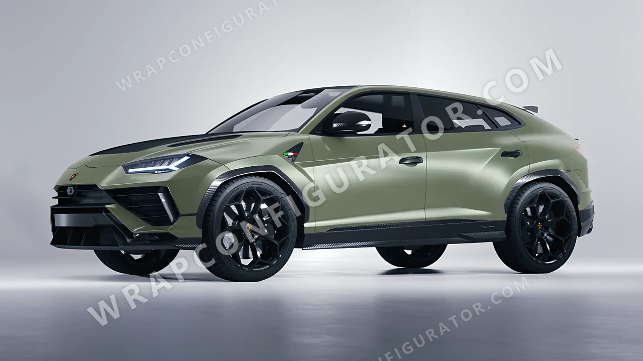 Green Lamborghini Urus Performante 2024 wrapped in 3M Komodo Green S56