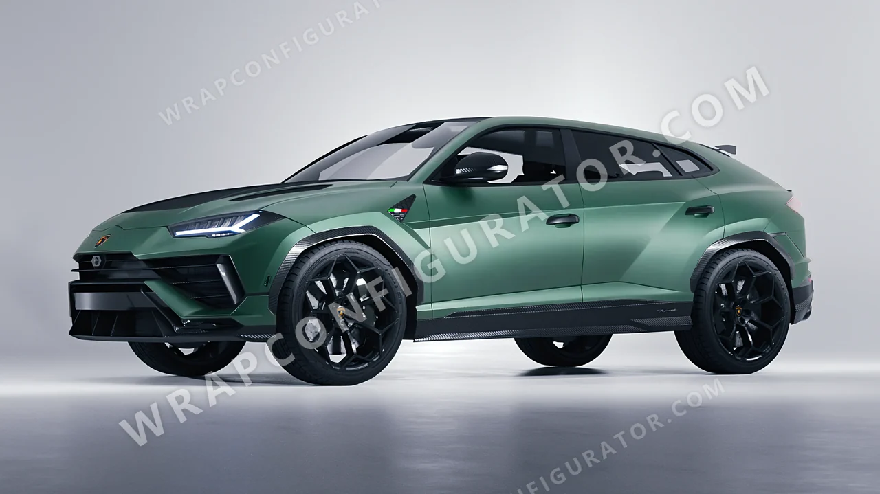 Green Lamborghini Urus Performante 2024 wrapped in 3M Matte Pine Green Metallic M206