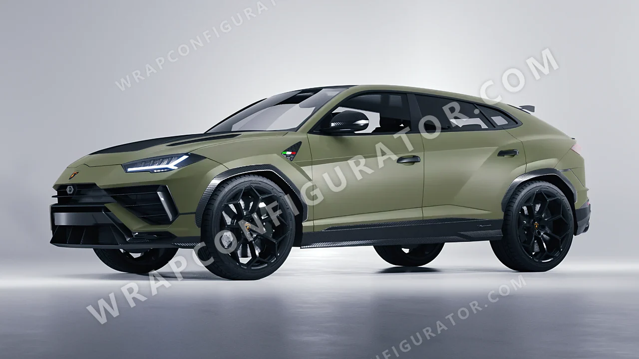 Green Lamborghini Urus Performante 2024 wrapped in Avery Dennison Khaki Green SW900-711-O
