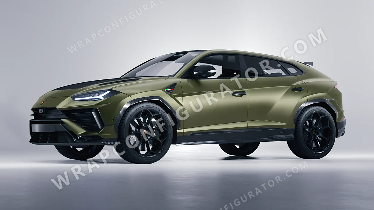 Green Lamborghini Urus Performante 2024 wrapped in Avery Dennison Khaki Green SW900-712-O