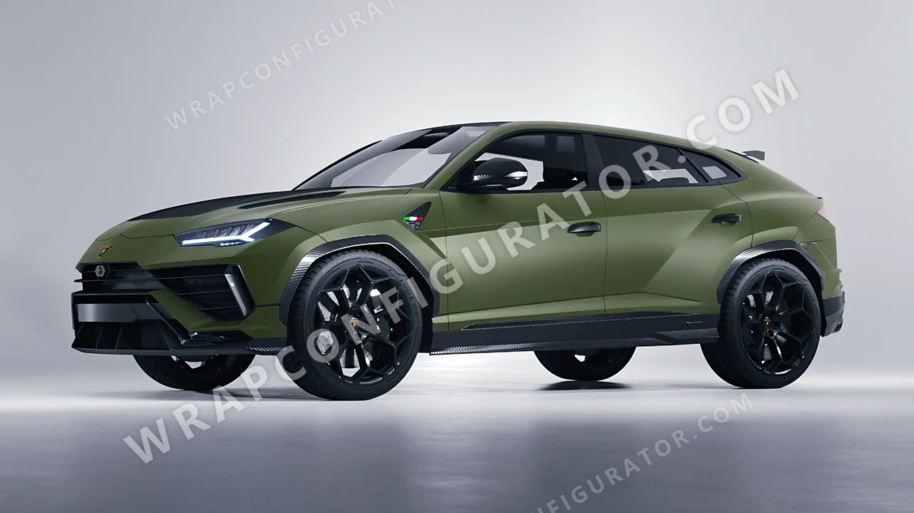 Green Lamborghini Urus Performante 2024 wrapped in Avery Dennison Olive Green SW900-732-O