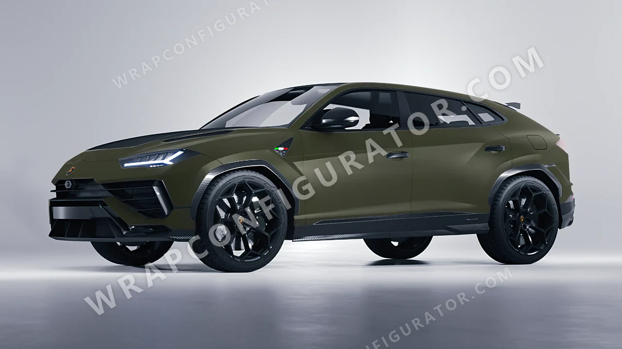 Green Lamborghini Urus Performante 2024 wrapped in Colourshield PPF by HyperPro Army Green SMF04-P
