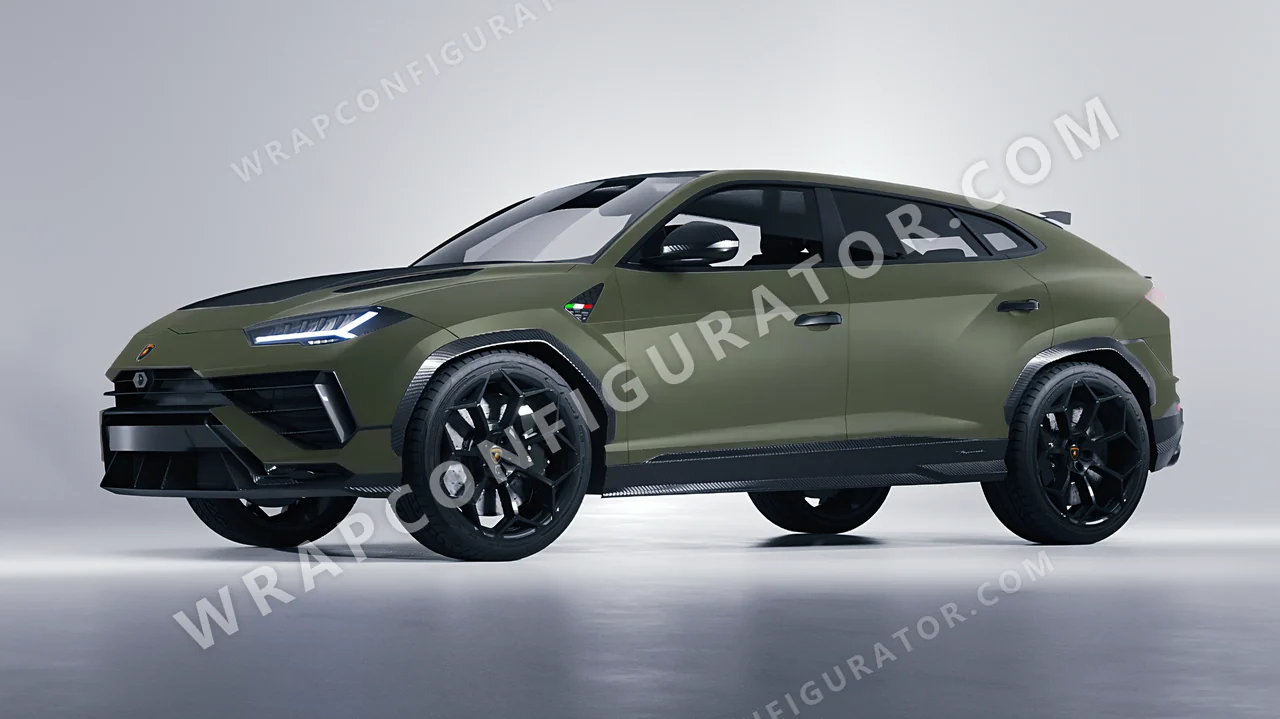 Green Lamborghini Urus Performante 2024 wrapped in Inozetek Dynamic PPF Army Green DPPF810
