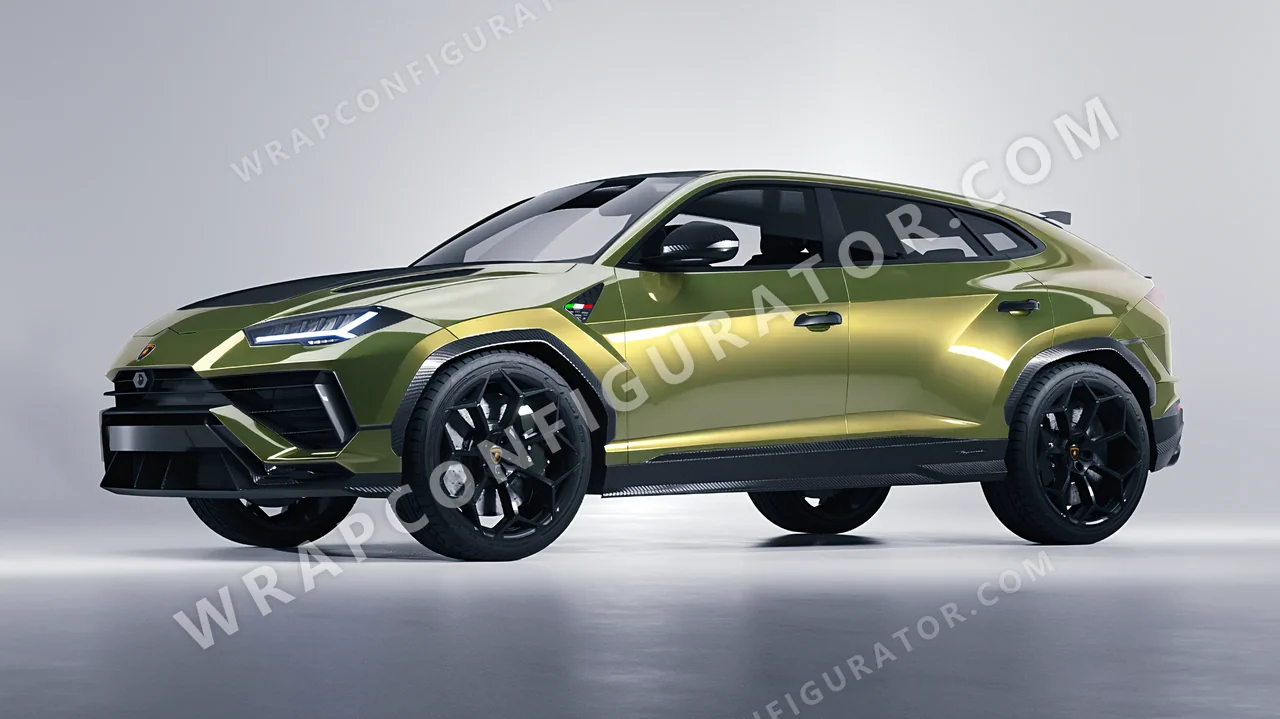 Green Lamborghini Urus Performante 2024 wrapped in Inozetek Dynamic PPF Golden Green DPPF929