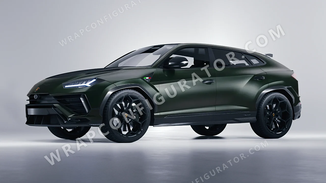 Green Lamborghini Urus Performante 2024 wrapped in Inozetek Dynamic PPF Midnight Moss DPPF804