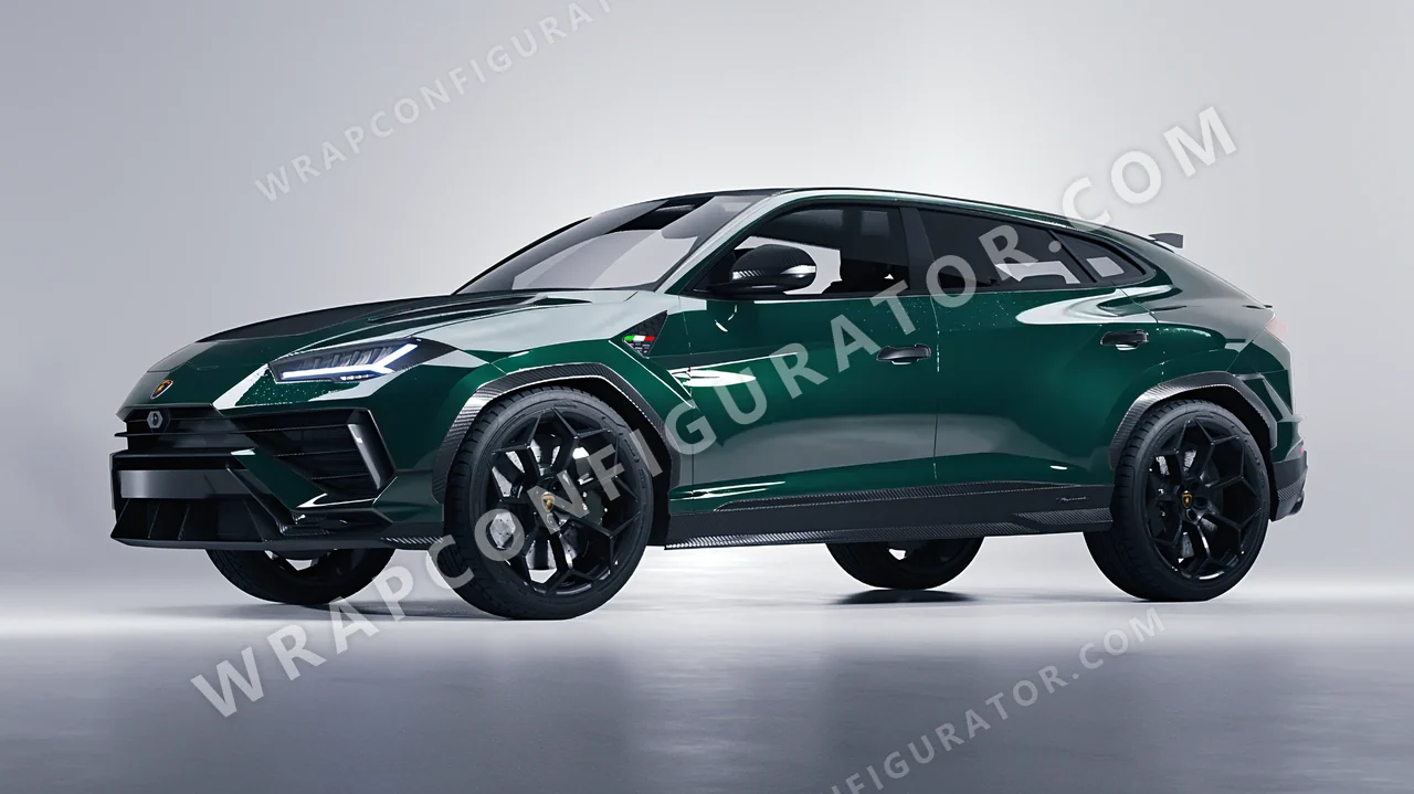 Green Lamborghini Urus Performante 2024 wrapped in Inozetek Dynamic PPF Shadow Green DPPF706