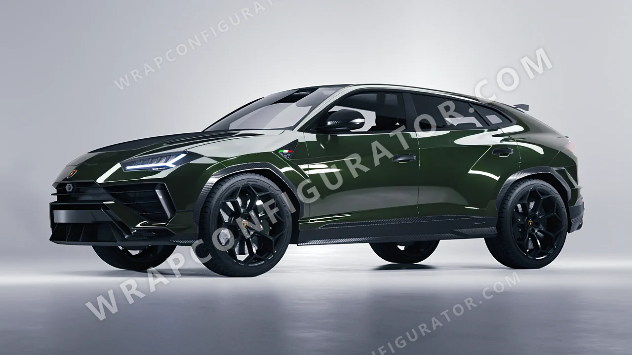 Green Lamborghini Urus Performante 2024 wrapped in Inozetek Dynamic PPF Student Driver Olive SD103