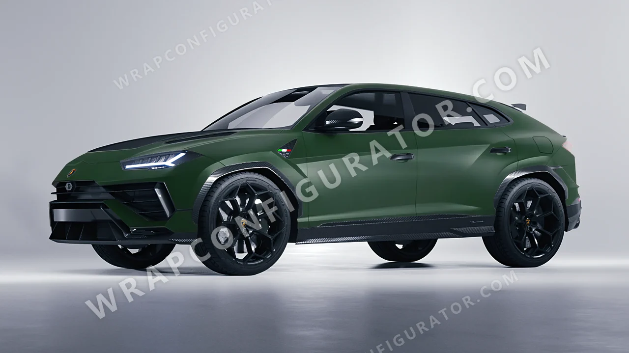 Green Lamborghini Urus Performante 2024 wrapped in KPMF Absolute Matt Forest Green K75806
