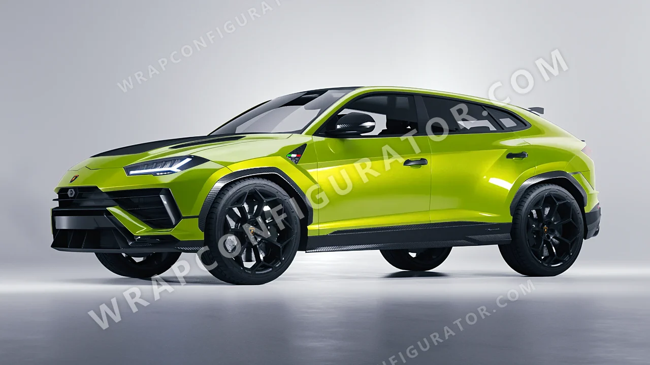 Green Lamborghini Urus Performante 2024 wrapped in KPMF Dynamic Lime K75454