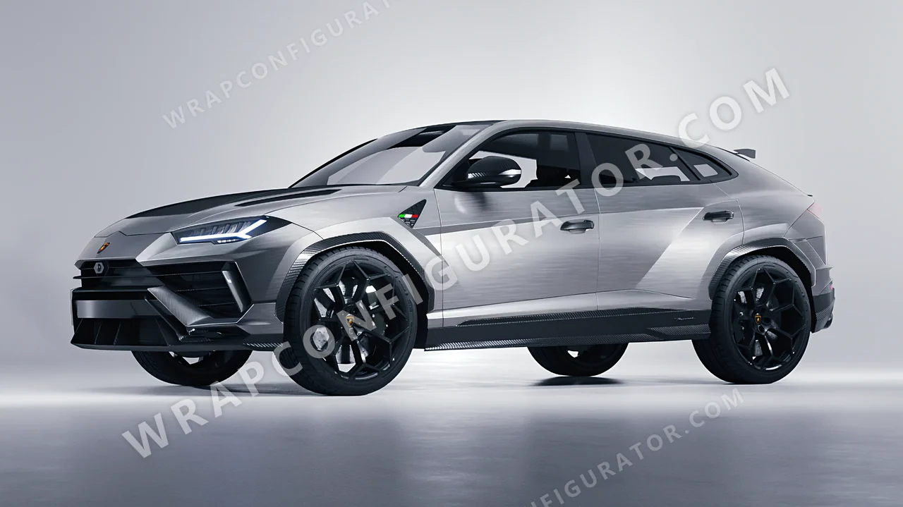 Grey Lamborghini Urus Performante 2024 wrapped in 3M Brushed Titanium BR230