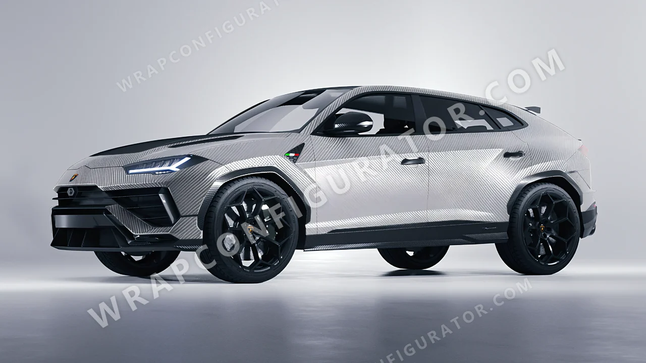 Grey Lamborghini Urus Performante 2024 wrapped in 3M Carbon Fiber Anthracite CFS201