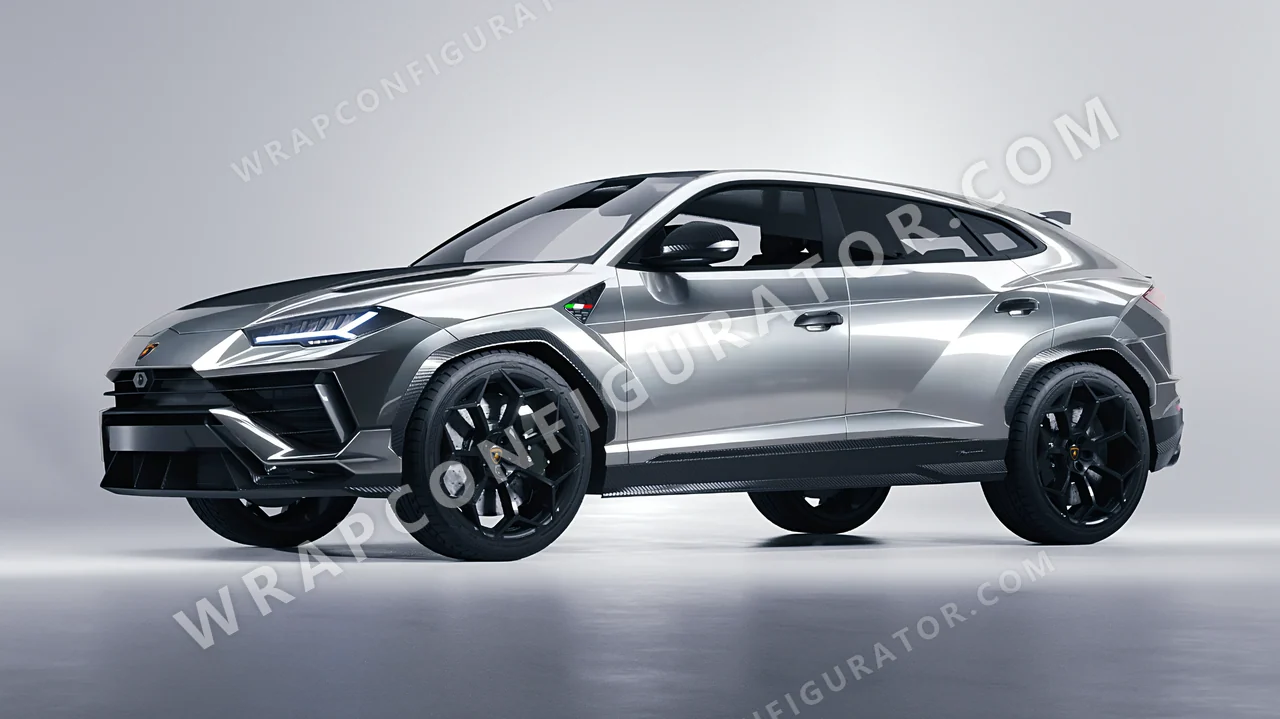 Grey Lamborghini Urus Performante 2024 wrapped in 3M Gloss Sterling Silver G251