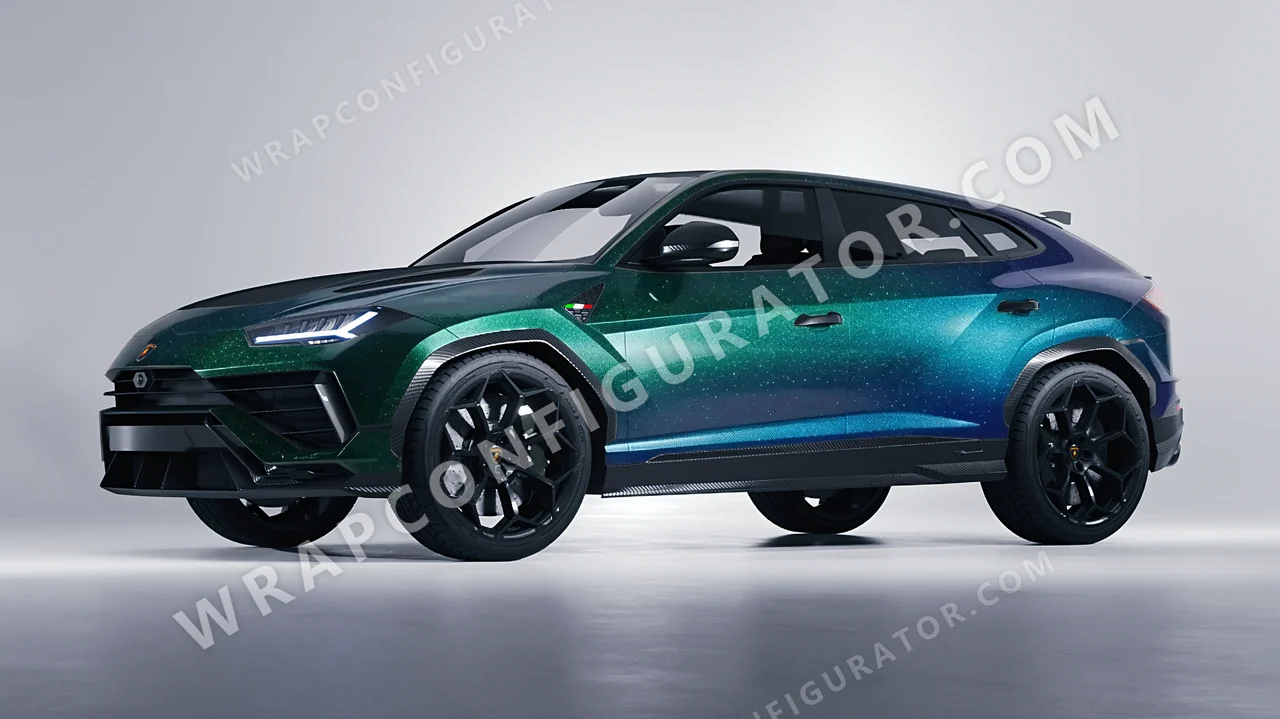 Grey Lamborghini Urus Performante 2024 wrapped in ORACAL Thunderous Blue Green 970RA-851G
