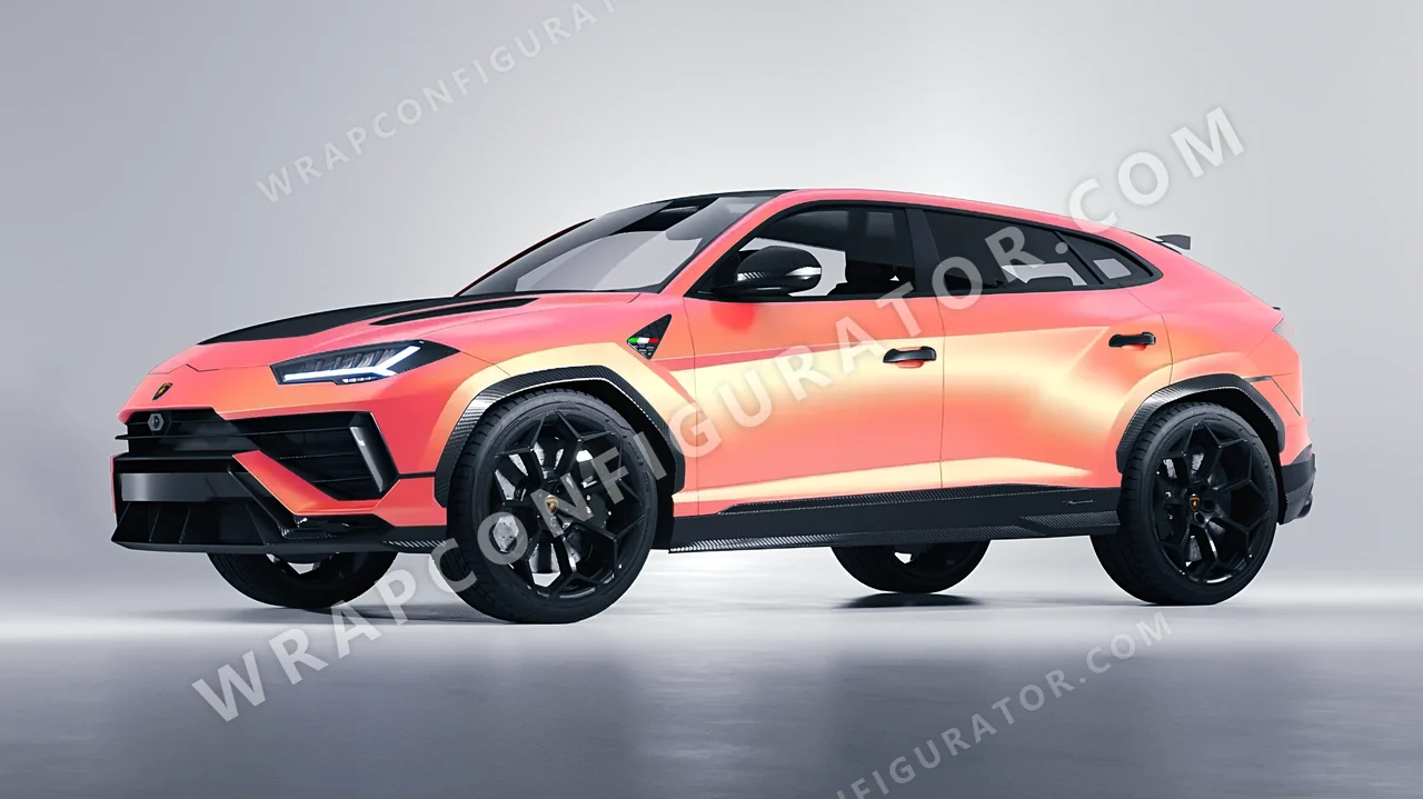 Orange Lamborghini Urus Performante 2024 wrapped in 3M Electric Coral SP213