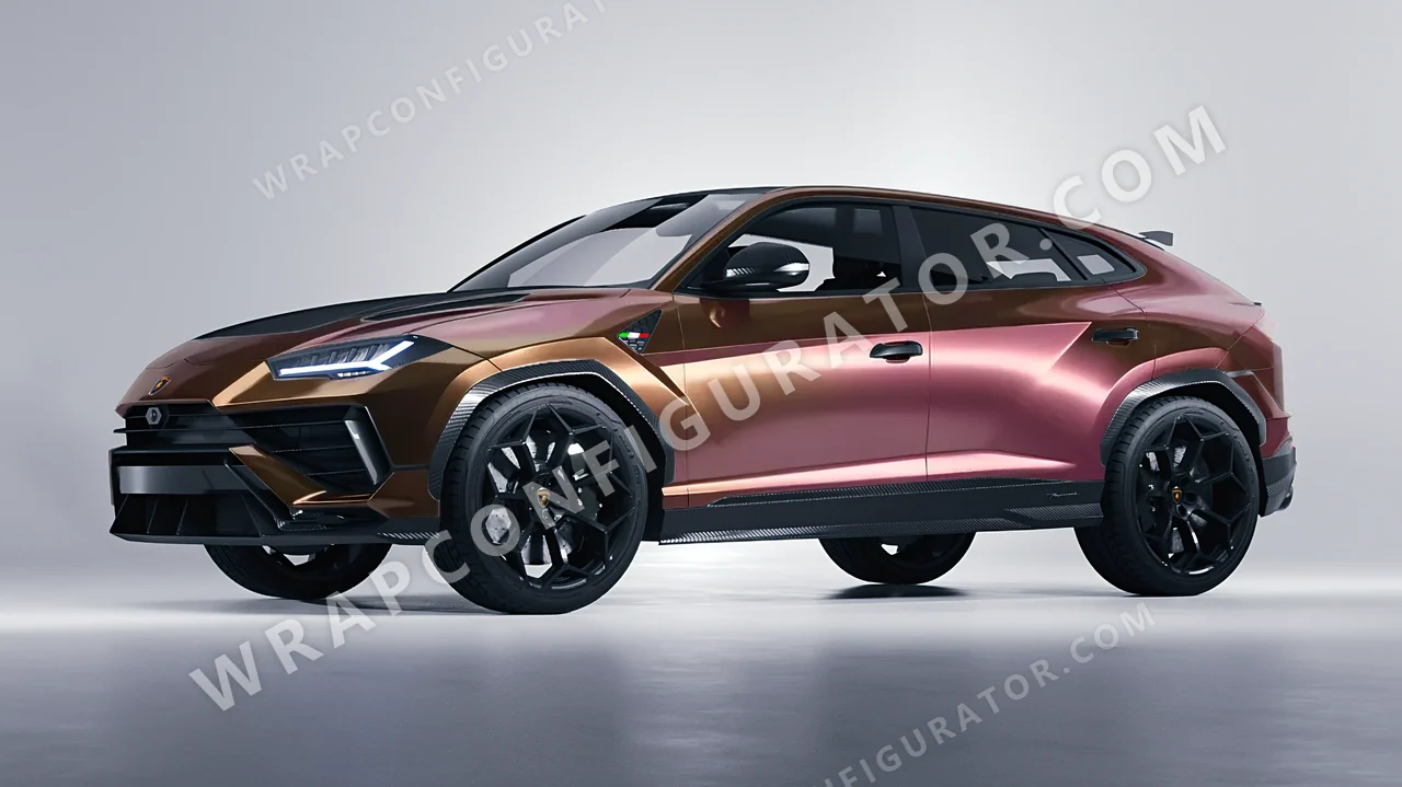 Orange Lamborghini Urus Performante 2024 wrapped in ORACAL Gloss Aubergine Bronze 970RA-990G