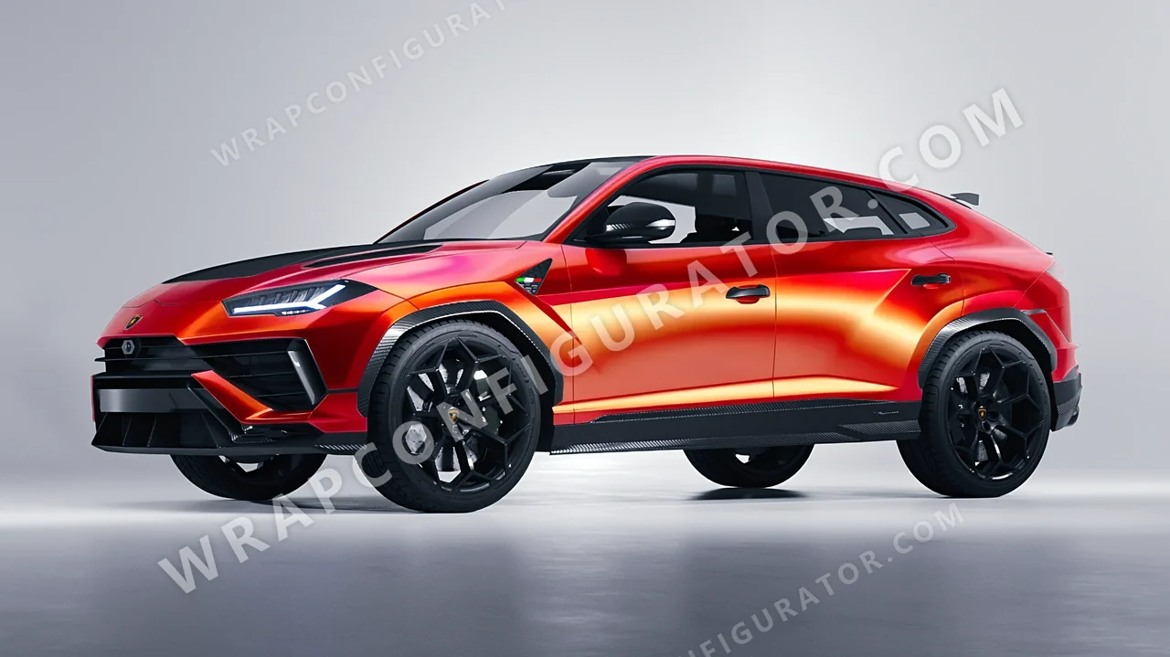Orange Lamborghini Urus Performante 2024 wrapped in ORACAL Gloss Sunset Shift 970RA-100G