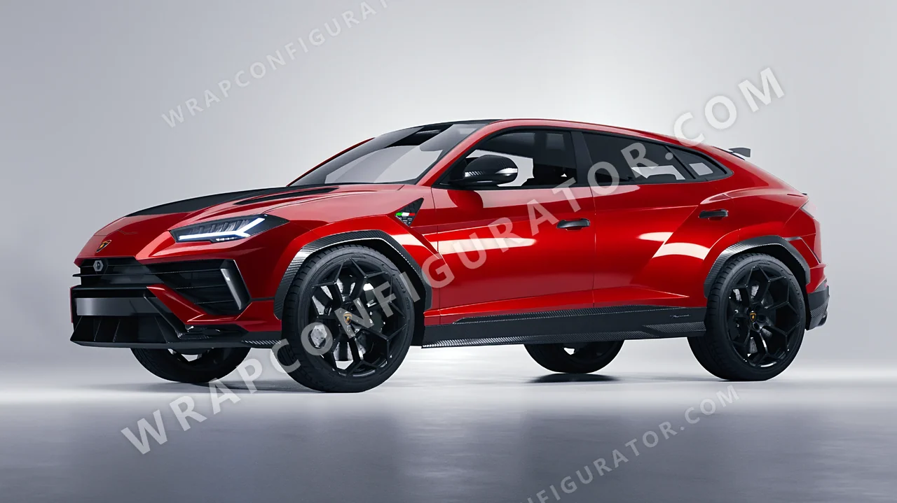 Red Lamborghini Urus Performante 2024 wrapped in 3M Gloss Flame Red G53