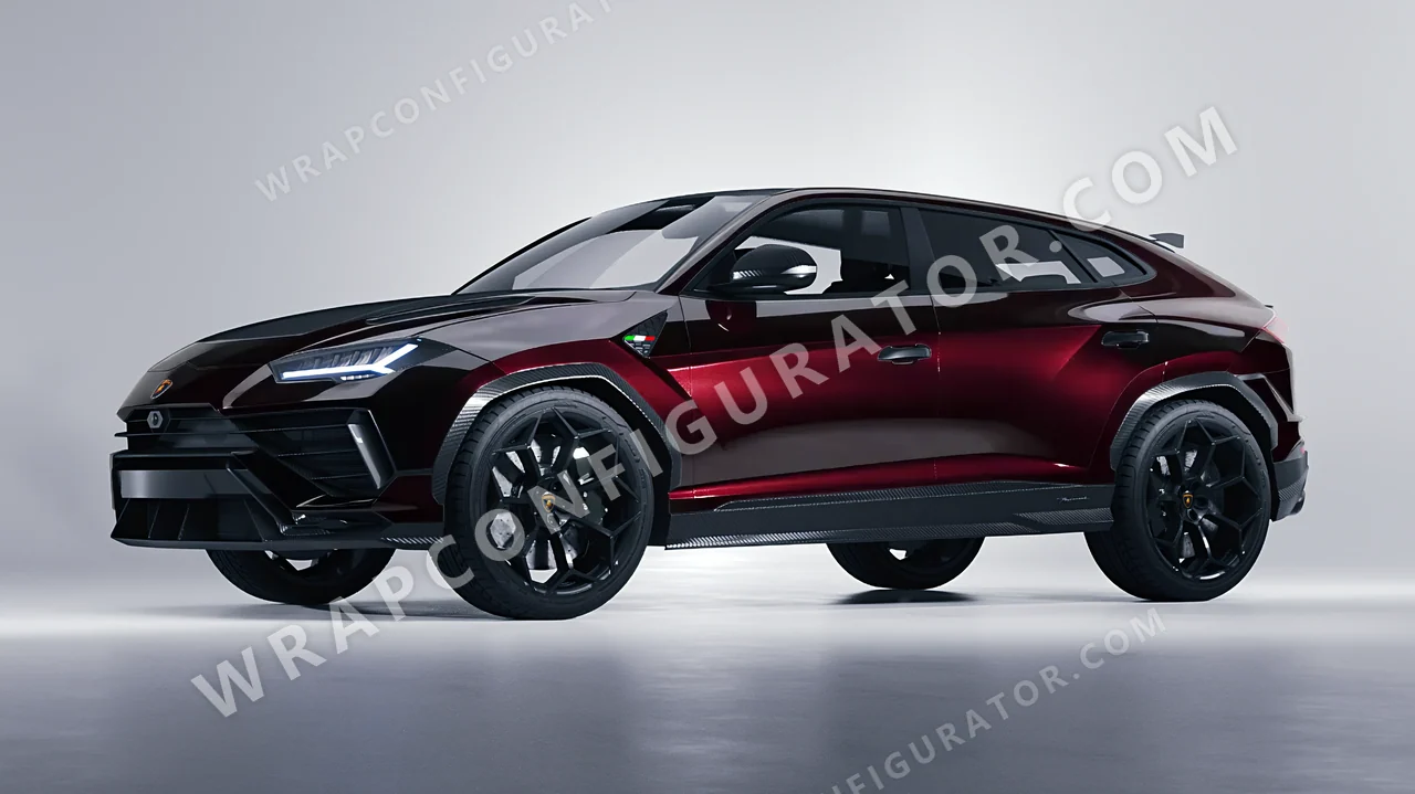 Red Lamborghini Urus Performante 2024 wrapped in Inozetek Dynamic PPF Black Cherry DPPF915