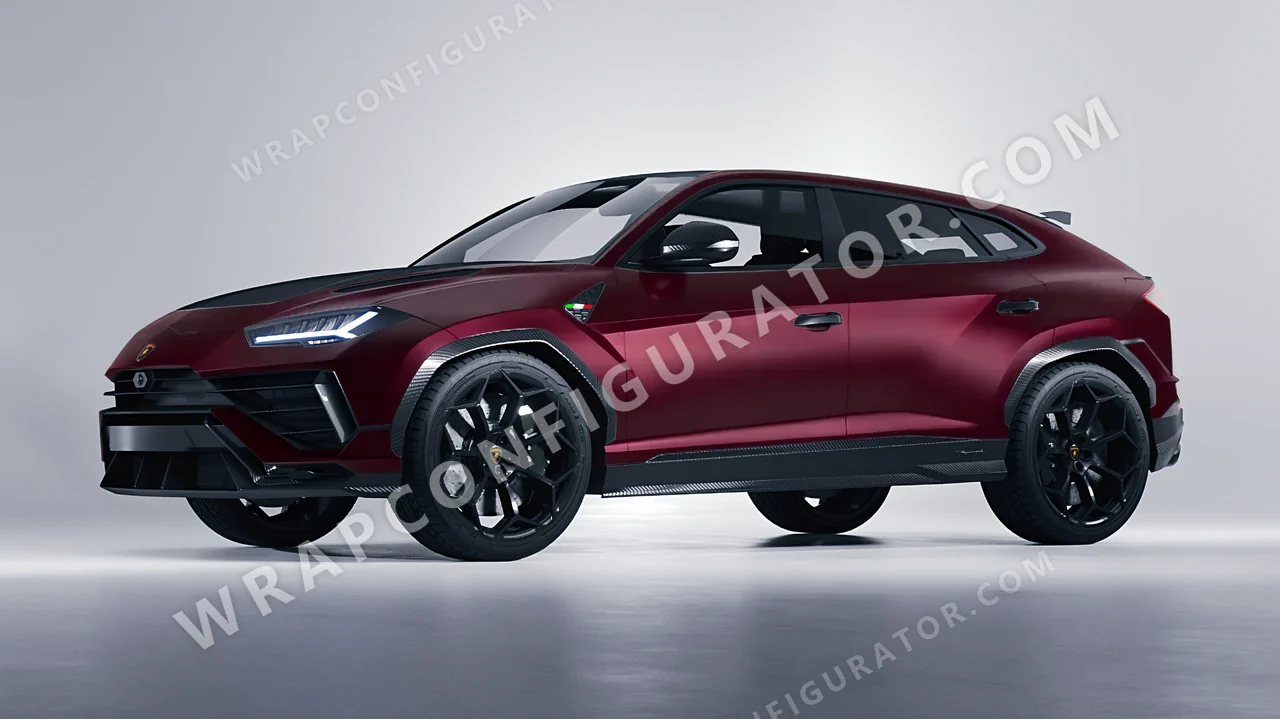 Red Lamborghini Urus Performante 2024 wrapped in KPMF Frozen Ruby Matt K75573