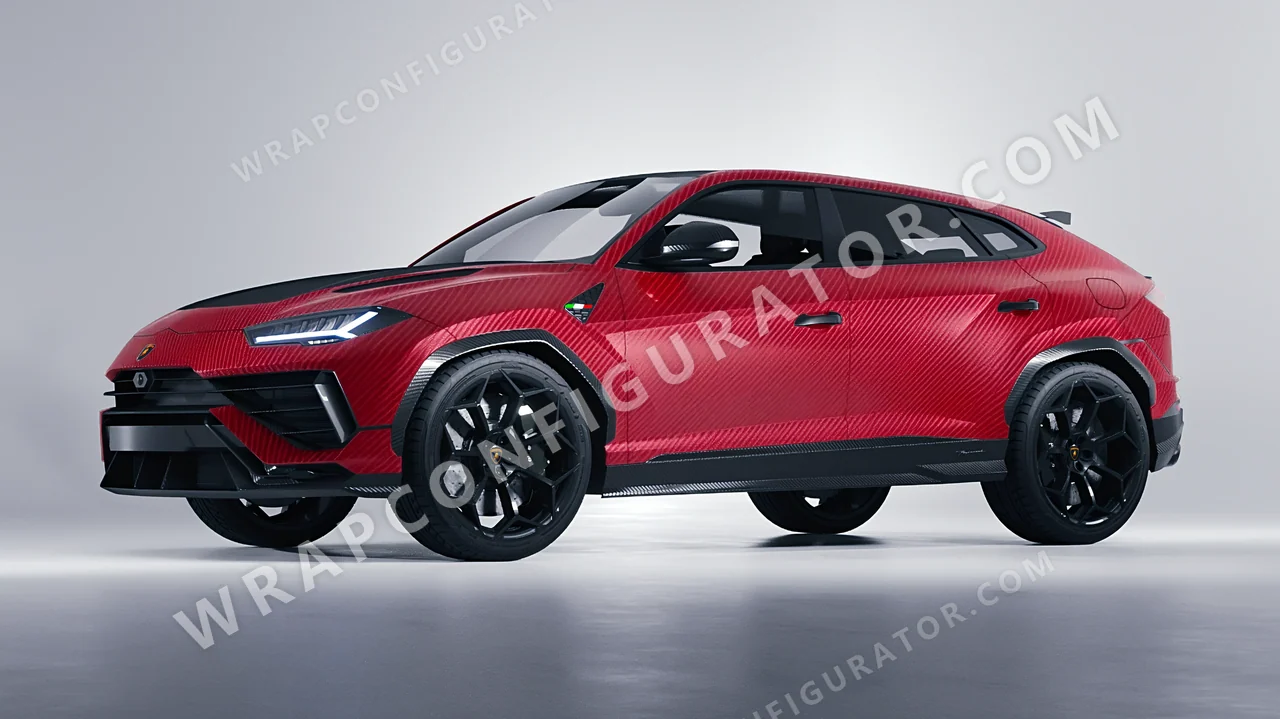 Red Lamborghini Urus Performante 2024 wrapped in ORACAL Geranium Red Carbon 975-305CA