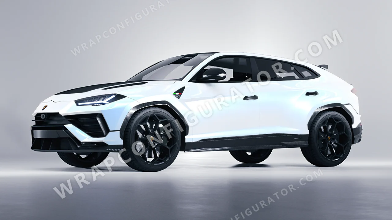 White Lamborghini Urus Performante 2024 wrapped in KPMF Blue White Pearlescent K75484