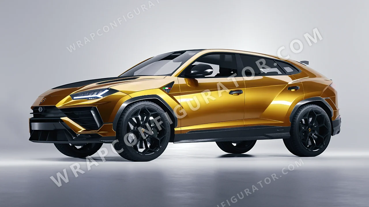 Yellow Lamborghini Urus Performante 2024 wrapped in 3M Gloss Gold Metallic G241