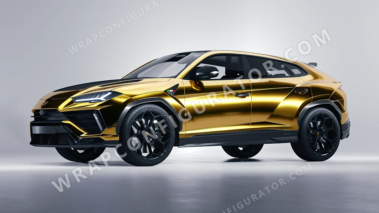 Yellow Lamborghini Urus Performante 2024 wrapped in Avery Dennison Gold SF100-604-S