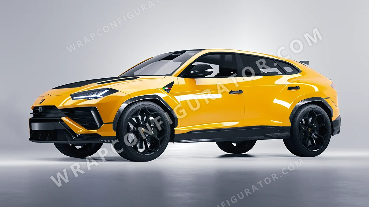 Yellow Lamborghini Urus Performante 2024 wrapped in KPMF Honey Yellow K75436
