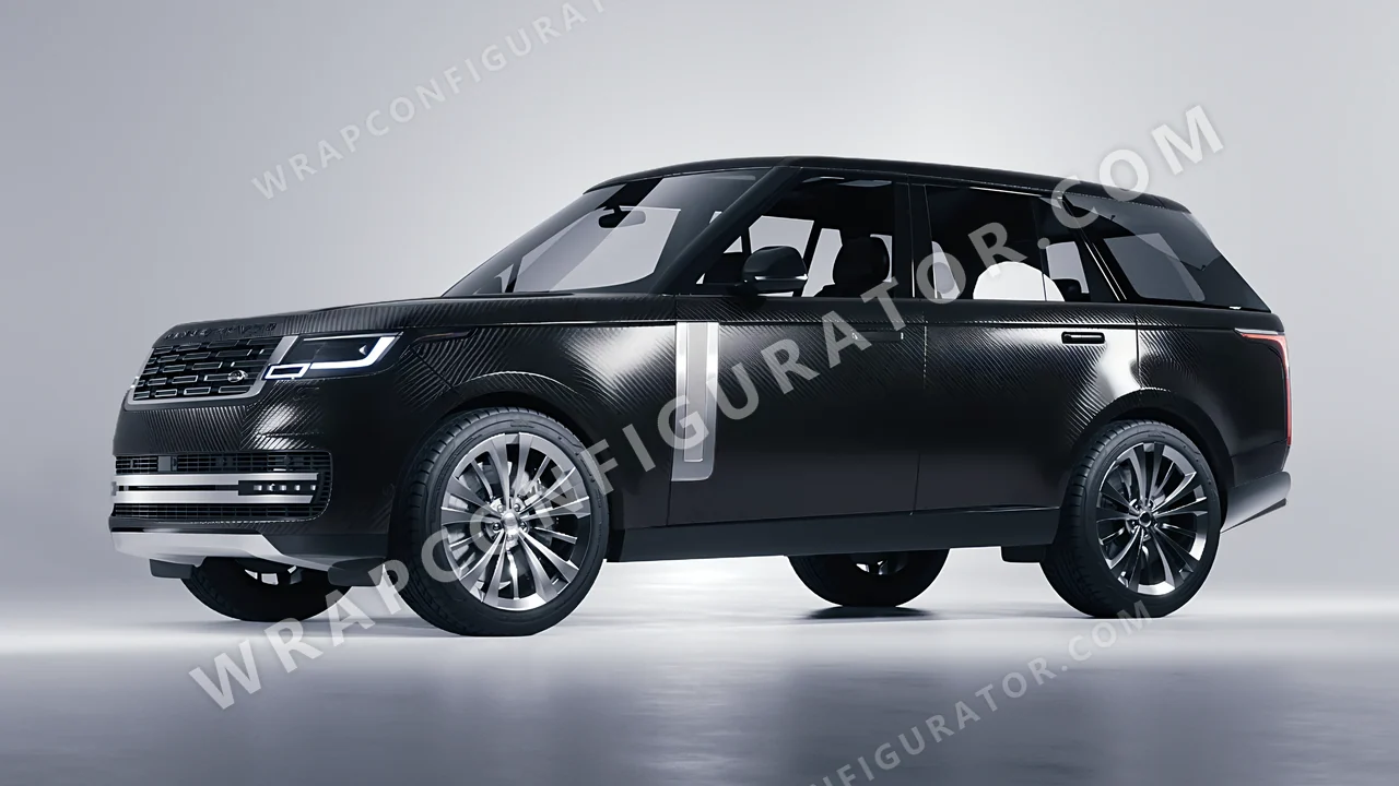 Black Land Rover Range Rover 2024 wrapped in 3M Carbon Fiber Black CFS12