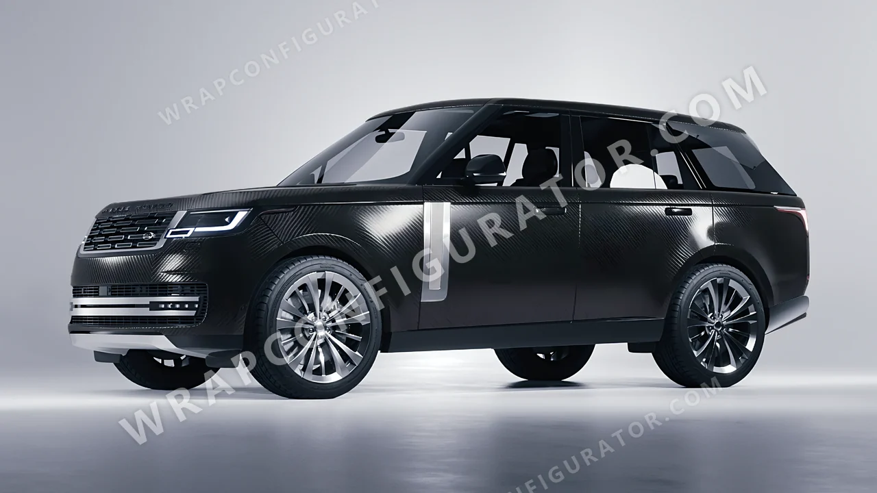 Black Land Rover Range Rover 2024 wrapped in Avery Dennison Carbon Fiber Black SW900-194-X
