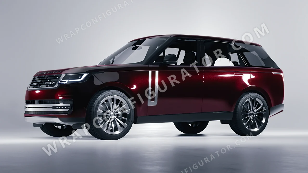 Black Land Rover Range Rover 2024 wrapped in KPMF Midnight Crimson Bloom K75447