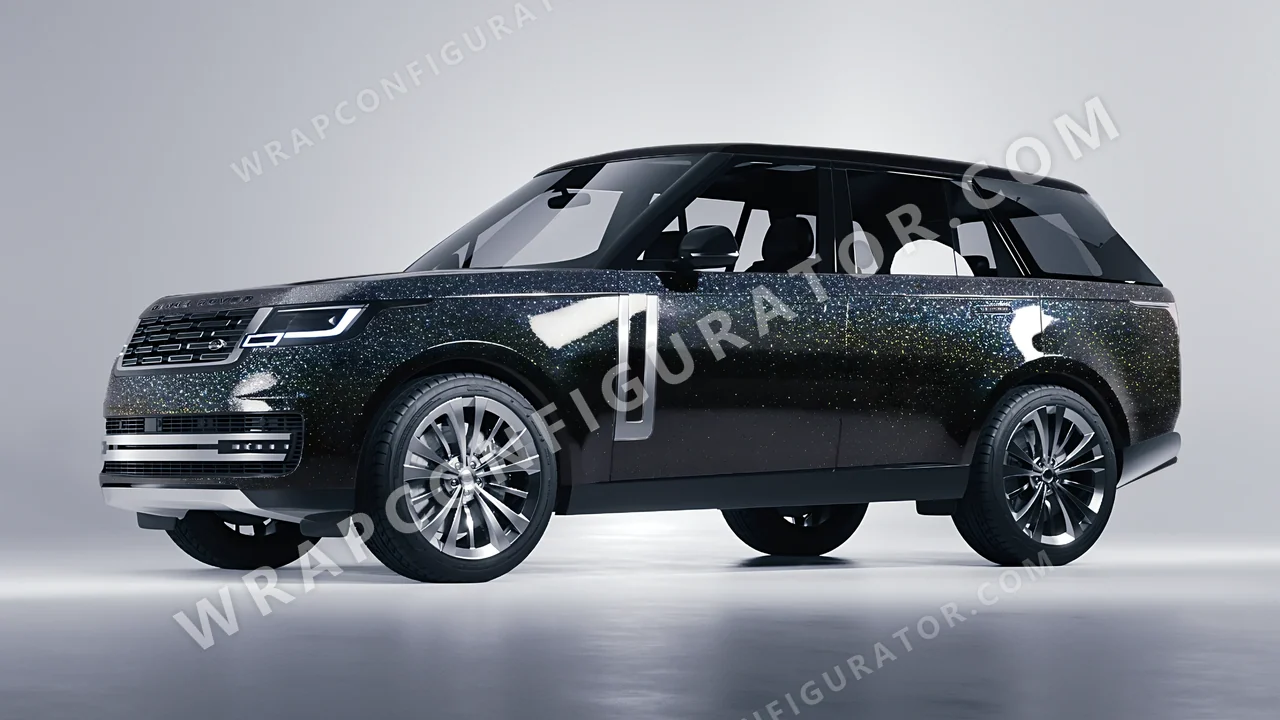 Black Land Rover Range Rover 2024 wrapped in ORACAL Gloss Black Galactic Gold 970RA-905G