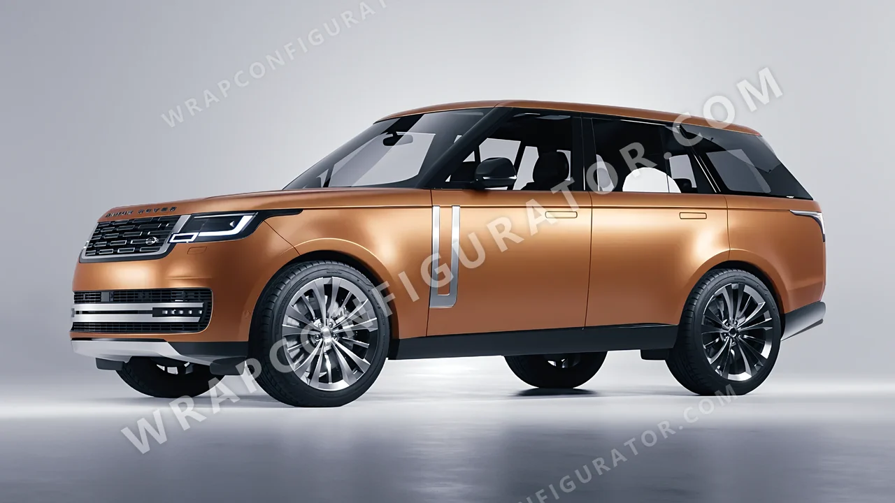 Brown Land Rover Range Rover 2024 wrapped in 3M Satin Caramel Luster SP59