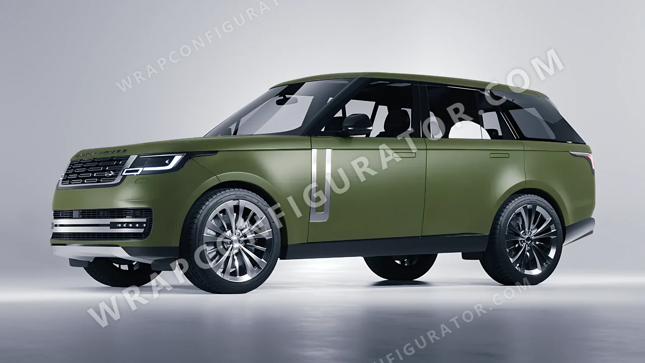 Green Land Rover Range Rover 2024 wrapped in 3M Matte Military Green M26