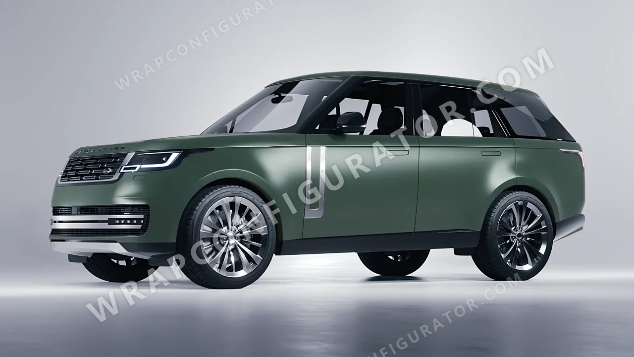 Green Land Rover Range Rover 2024 wrapped in KPMF Matt Platinum Dark Sage K75560
