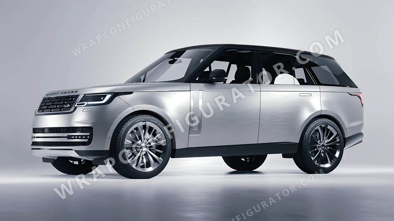 Grey Land Rover Range Rover 2024 wrapped in 3M Brushed Titanium BR230